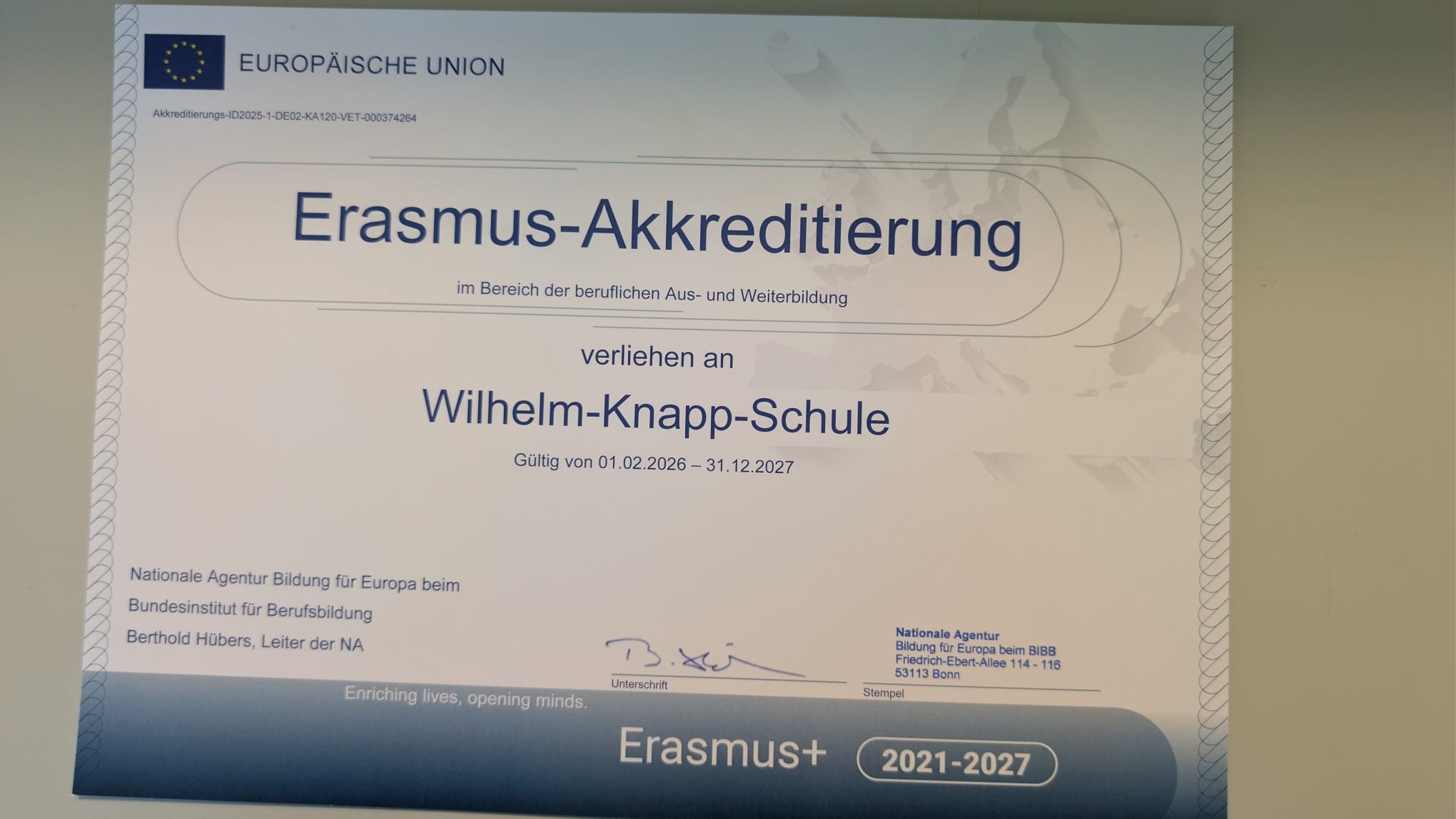 WKS ist ERASMUS+ akkreditiert – Wir sind Erasmus+ akkreditiert!