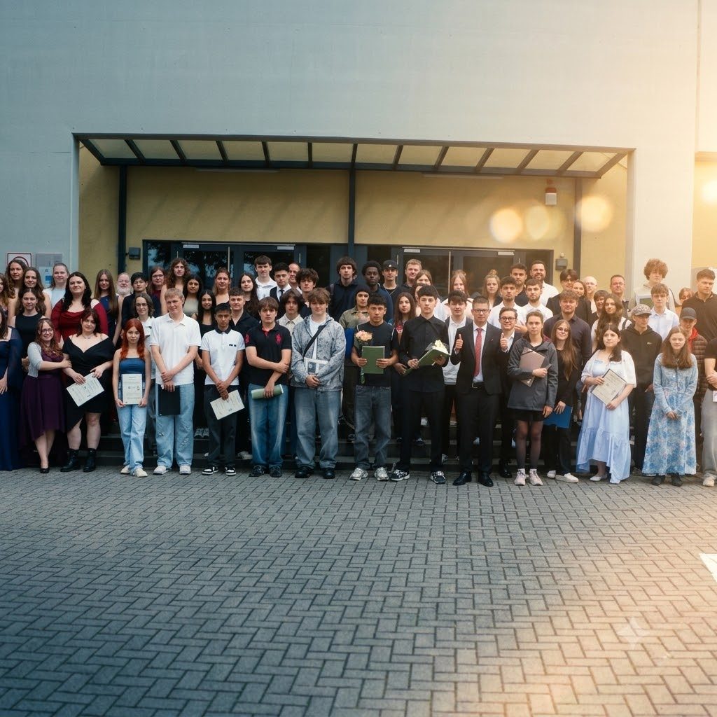 Absolventinnen und Absolventen der Berufsfachschule (BFS) und der Bildungsgänge zur Berufsvorbereitung (BzB) bei der Verabschiedung an der Wilhelm-Knapp-Schule Weilburg 2026